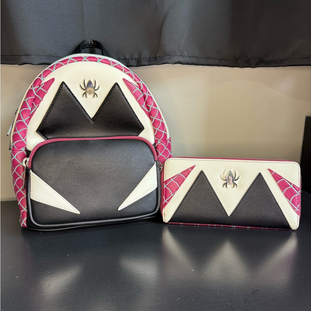 Loungefly MARVEL Ghost Spider Mini Backpack and RARE matching wallet